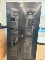 TWO Uline General Chemical Storage Cabinets, Glass Double Doors